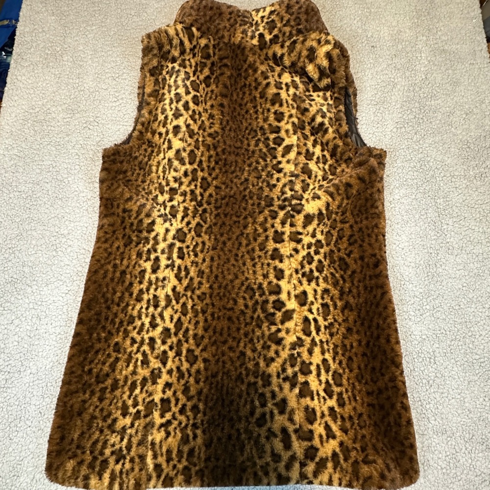 Westport 1962 Women's Reversible Vest XS Cheetah Print Faux Fur Faux Leather